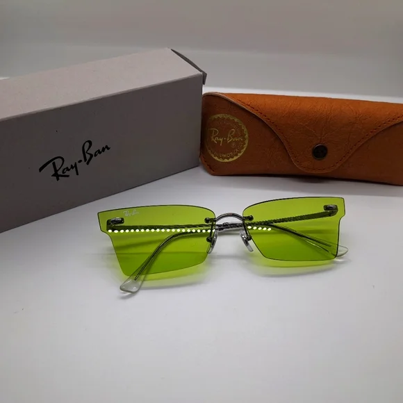 Green Lens Gunmetal Frame Ray Ban Sunglasses - Picture 3 of 6
